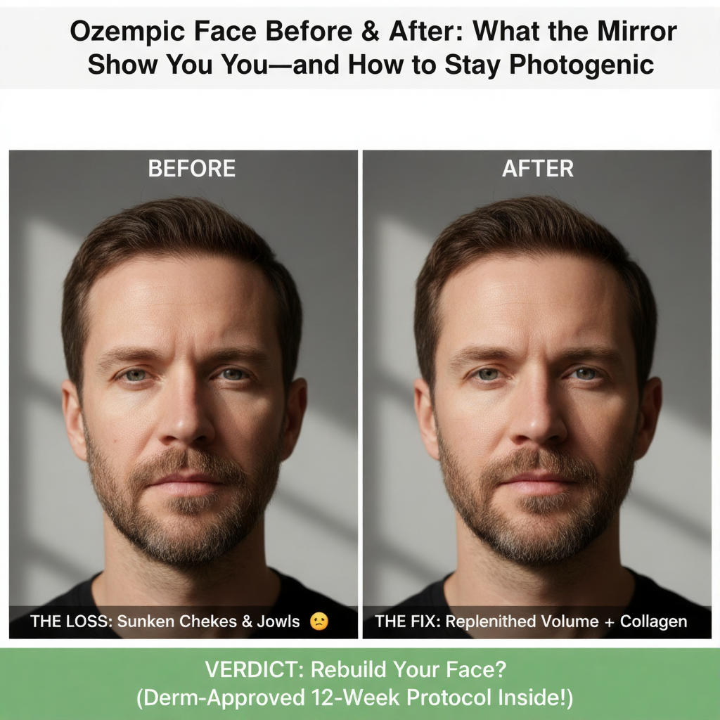 Ozempic face before and after showing cheek volume changes during semaglutide weight loss