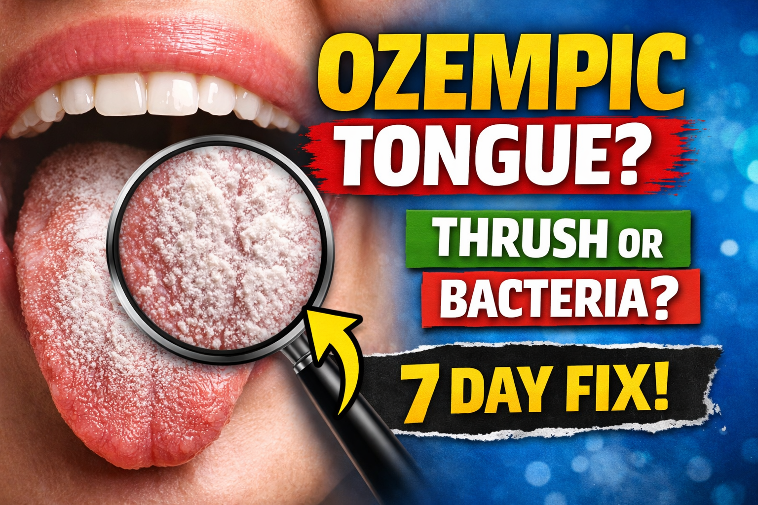 Ozempic tongue showing white fuzzy coating from dehydration and bacteria