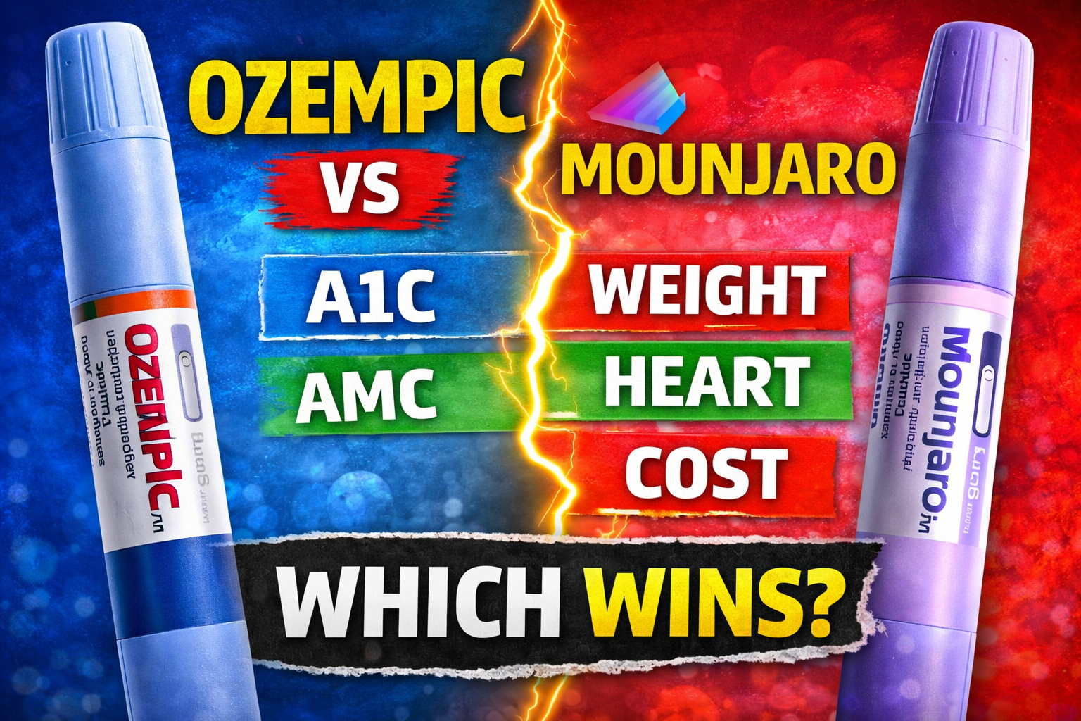 Ozempic vs Mounjaro diabetes A1C weight loss comparison chart