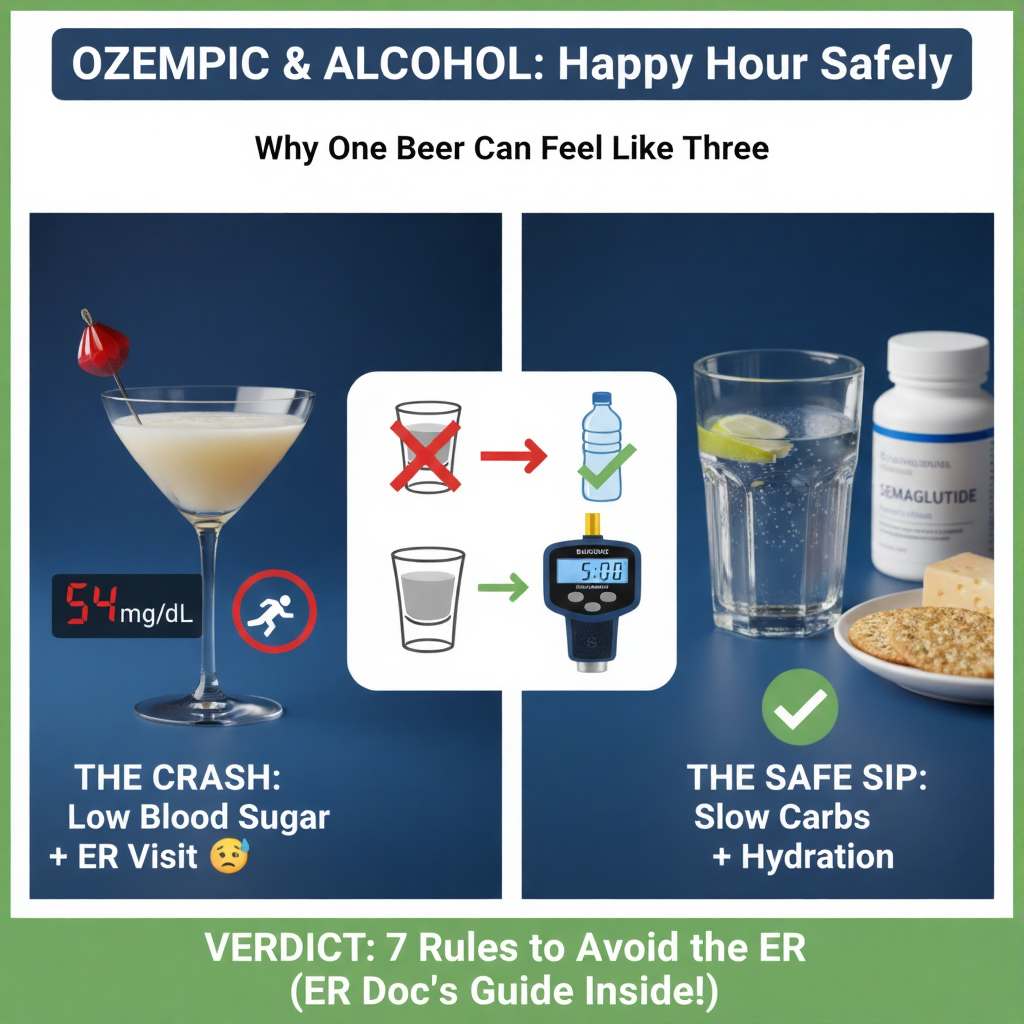Blood sugar drop timeline after alcohol on Ozempic Safe drinks to choose while taking semaglutide Symptoms of hypoglycemia vs alcohol intoxication
